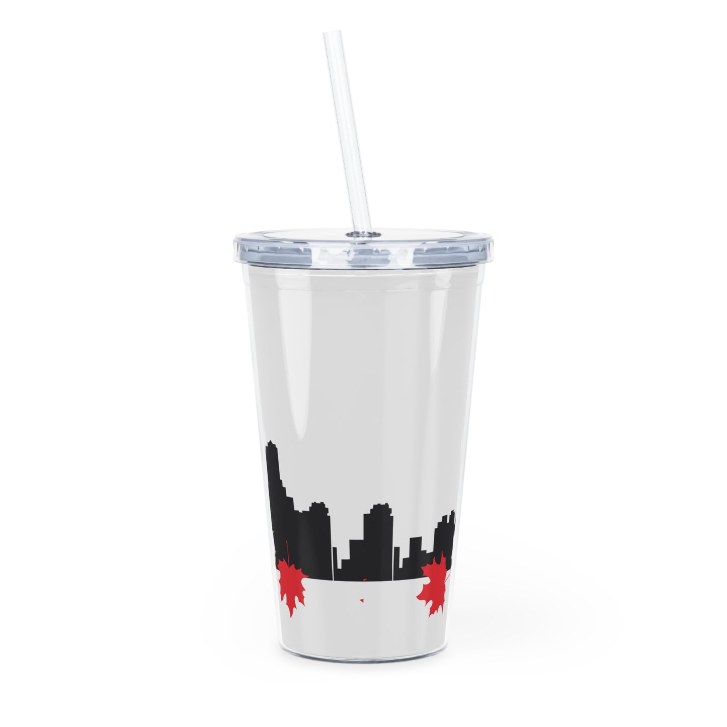 π Maple Leaf Plastic Tumbler with Straw β Reusable Canada Day Cup for Cold Drinks - Blissful Haven Outlet