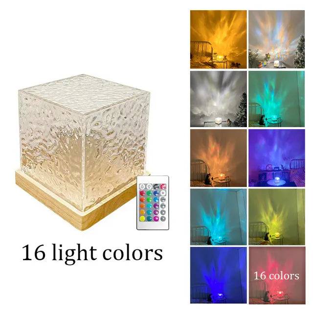 Crystal Lamp Water Ripple Projector Night Light - Blissful Haven Outlet